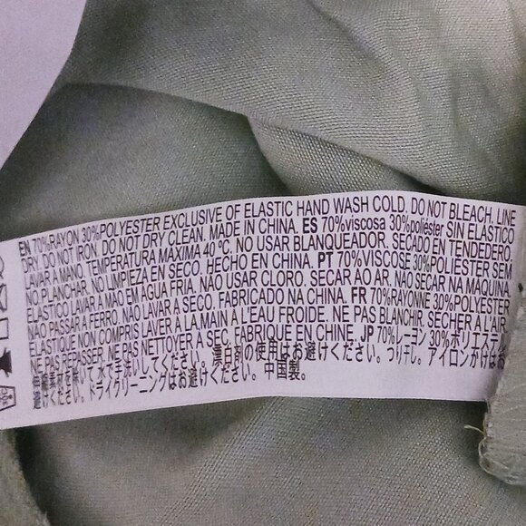 NEW Gorgeous Satin Mid-Rise Cargo Pants Size M Sage Green Joggers Elastic Waist - Picture 10 of 10